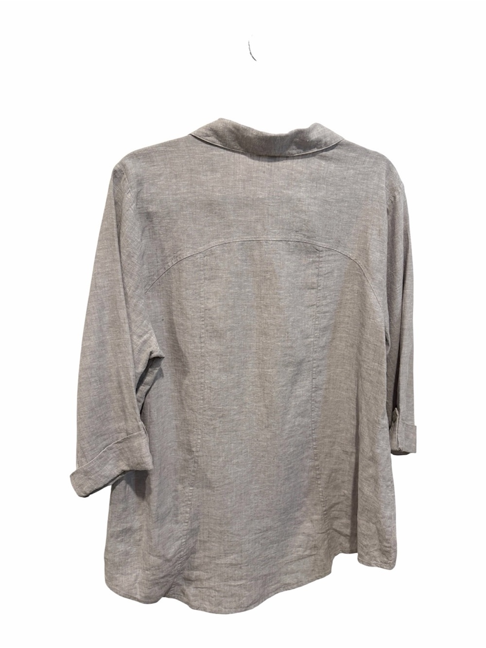 Habitat women’s light gray linen cotton 3/4 cuff sleeve top large - Picture 2 of 7